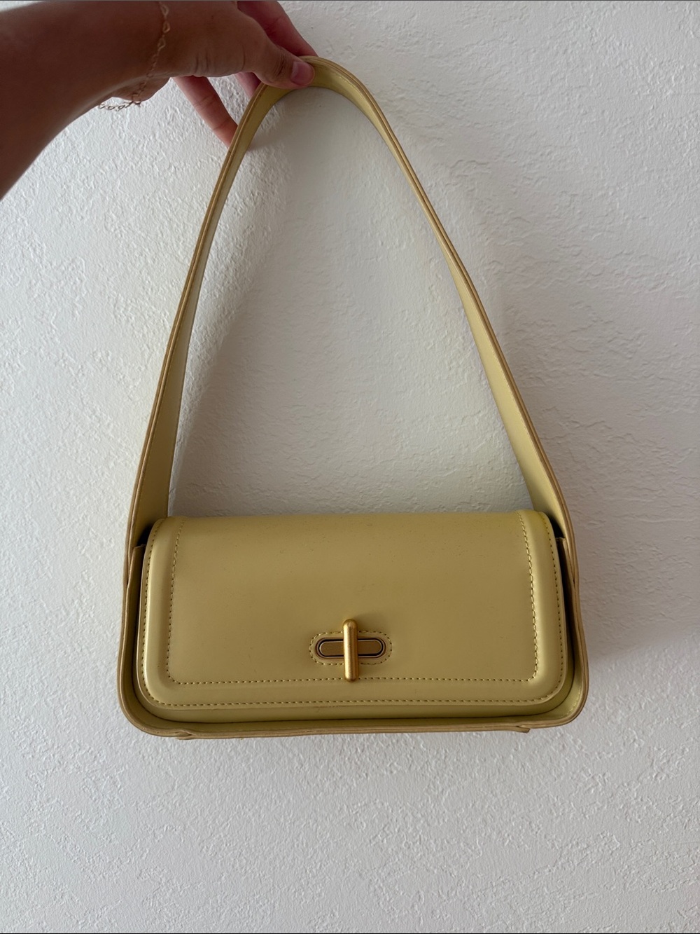 Rachel Zoe Pale Yellow Shoulder Bag with Gold Hardware